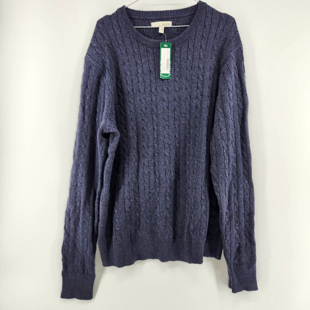 Hawker Rye Men's Navy Blue XL Cable‎ Knit Crewneck Sweater NWT